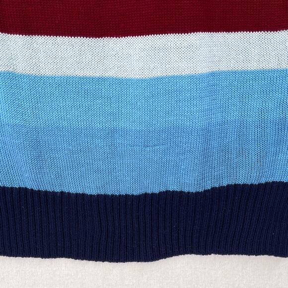 VINTAGE 70s Rainbow Sweater Mens Long Sleeve Polo California Dreamin COLLEGE MAN - Picture 14 of 16